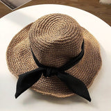 Straw Hat Bow Tie Sun Hat