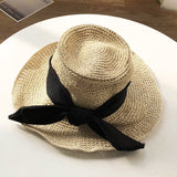 Straw Hat Bow Tie Sun Hat