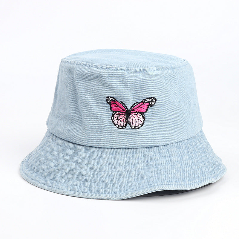Denim Bucket Hat Fishing Cap Cotton Print Fisherman Hat Casual Hat Washed Denim