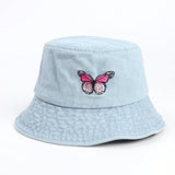Denim Bucket Hat Fishing Cap Cotton Print Fisherman Hat Casual Hat Washed Denim