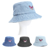 Denim Bucket Hat Fishing Cap Cotton Print Fisherman Hat Casual Hat Washed Denim