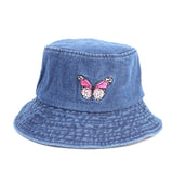 Denim Bucket Hat Fishing Cap Cotton Print Fisherman Hat Casual Hat Washed Denim