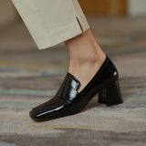 Women Black Dress Shoes Spring and Autumn High Heels Leather Shoes