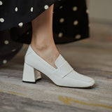 Women Black Dress Shoes Spring and Autumn High Heels Leather Shoes