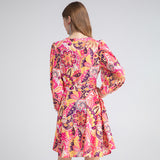 Kendall Jenner Wedding Guest Dress V-neck Color Printing Slim Fit Short