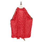 African Women's Wear Dress Embroidered Flowers Batwing Sleeve Loose Robe Vest Long Dress African Dashiki Ankara Styles Dress