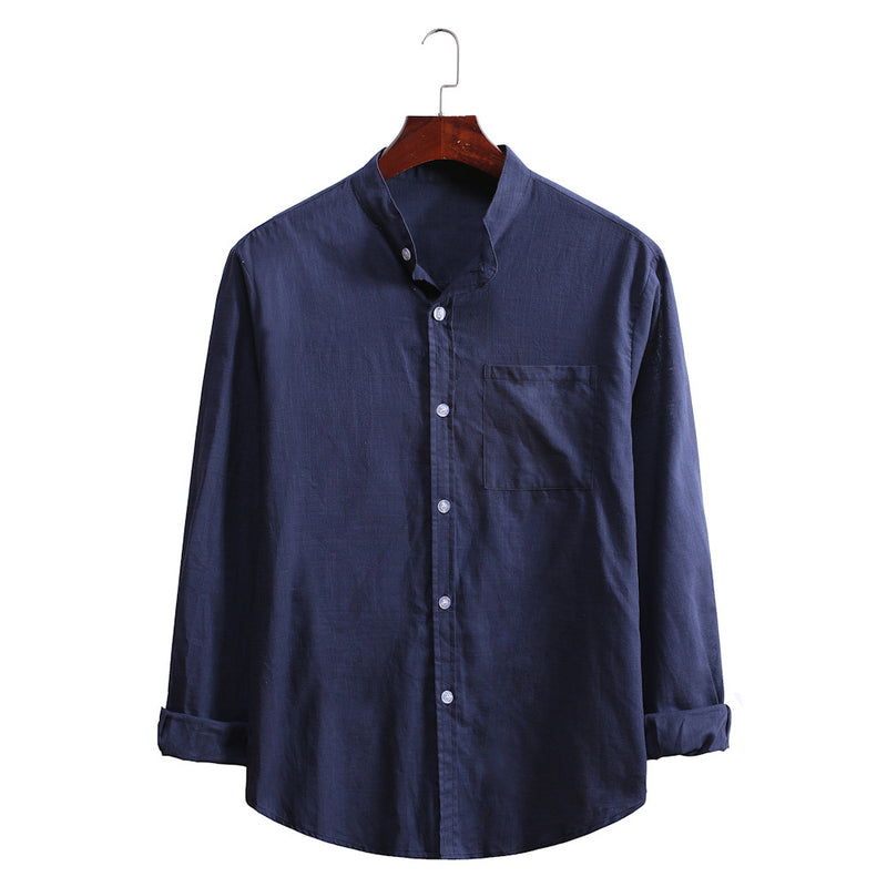 Camp Collar Shirt Stand Collar Long Sleeve Shirt