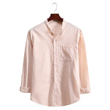 Camp Collar Shirt Stand Collar Long Sleeve Shirt