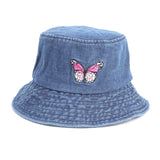 Denim Bucket Hat Fishing Cap Cotton Print Fisherman Hat Casual Hat Washed Denim