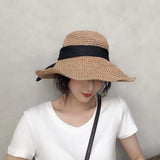 Straw Hat Bow Tie Sun Hat