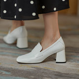Women Black Dress Shoes Spring and Autumn High Heels Leather Shoes