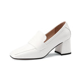 Women Black Dress Shoes Spring and Autumn High Heels Leather Shoes