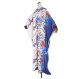 African Women's Wear Batwing Sleeve Flower Print Loose Hooded Dress African Dashiki Ankara Styles Dress