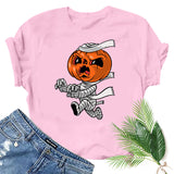 Halloween Costumes Mummy Pumpkin Head Printed Short Sleeve T-shirt