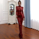 Skin Tight Long Dresses Long Sleeve Sexy See-through Stripes