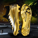 Football Shoe Soccer Shoes Men's High-Top Gold Spike Sneakers