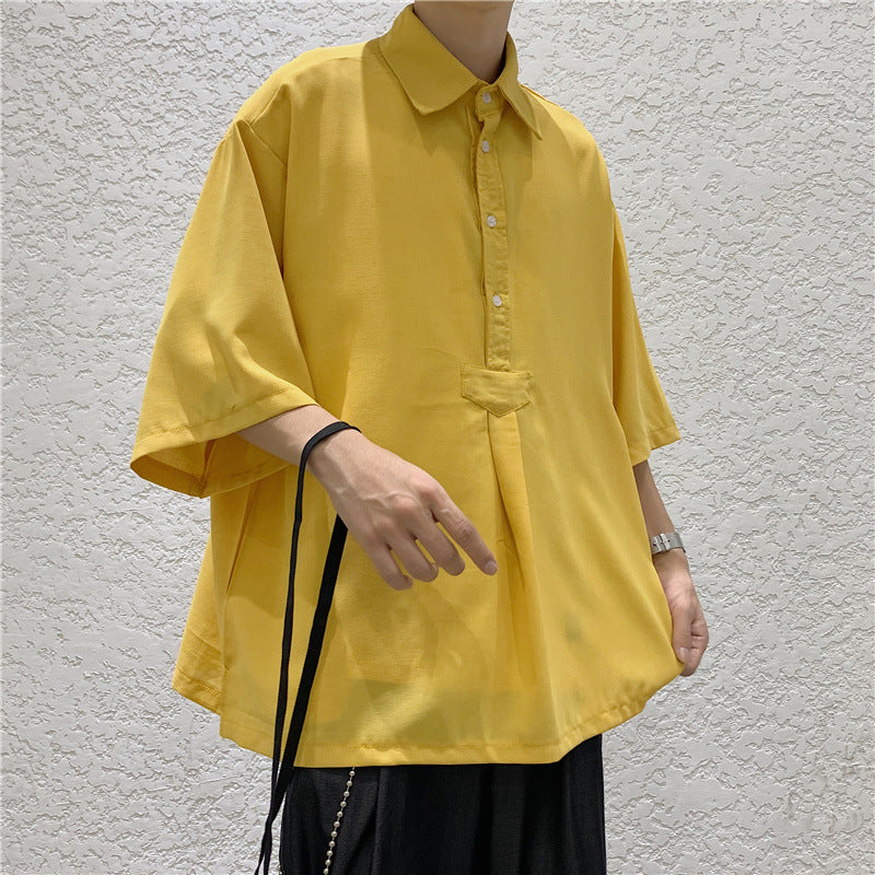 Men Shirts Solid Color Shirt Loose