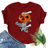 Halloween Costumes Mummy Pumpkin Head Printed Short Sleeve T-shirt