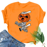 Halloween Costumes Mummy Pumpkin Head Printed Short Sleeve T-shirt