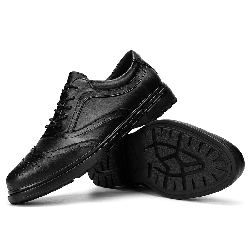 Men's Dress Shoes Classic Leather Oxfords Casual Cushioned Loafer Leather Shoes Men's Business Formal Men's Shoes Black Casual