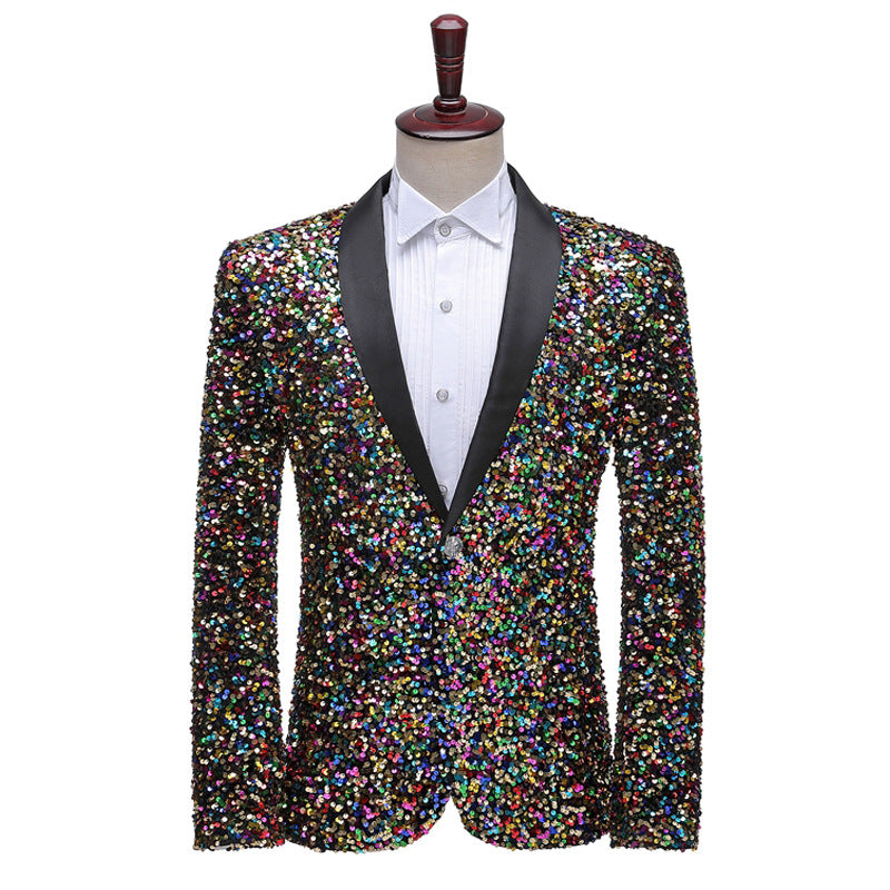Men Prom Outfits Three-Dimensional Sequined Color-Changing Coat
