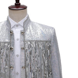 Men Prom Outfits Sequined Tassel Coat