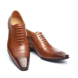 Men's Dress Shoes Classic Leather Oxfords Casual Cushioned Loafer Leather Shoes British Casual Pumps Lace-up Men's Shoes