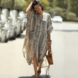 Coachella Music Festival Outfits Leopard Point Cardigan Vacation Dress Outer Sun Protection Clothing Long Skirt Bikini Swimsuit Blouse Women