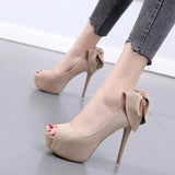 Platform Heels for Women Peep Toe Bow High Heels