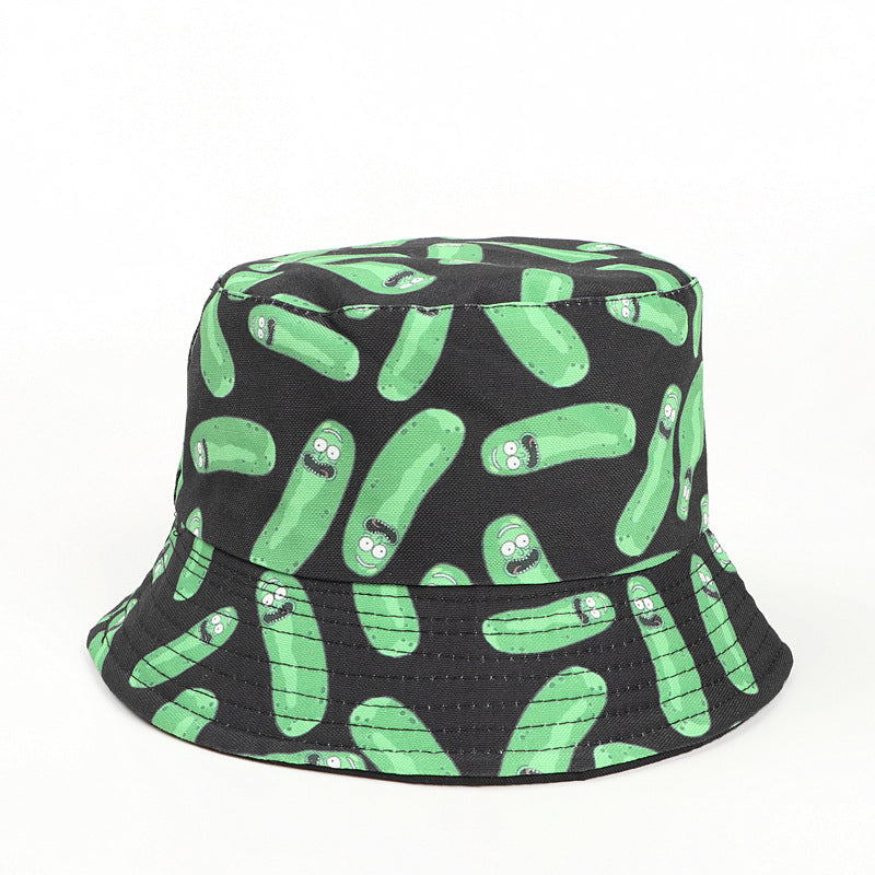 Bucket Hat Fishing Cap Cotton Print Fisherman Hat Cartoon Animation Men and Women Student Anti-Sunburn Sun Hat