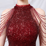 Burgundy Dress Formal Sheath Sexy Dress Performance Dress