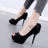 Platform Heels for Women Peep Toe Bow High Heels