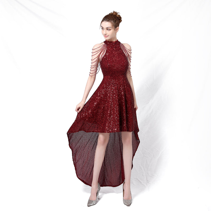 Burgundy Dress Formal Sheath Sexy Dress Performance Dress