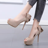 Platform Heels for Women Peep Toe Bow High Heels
