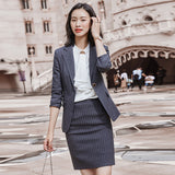 Interview Suit Women's Autumn Gray Striped Suit