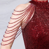 Burgundy Dress Formal Sheath Sexy Dress Performance Dress