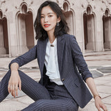 Interview Suit Women's Autumn Gray Striped Suit