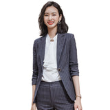 Interview Suit Women's Autumn Gray Striped Suit