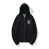 Off White Oil Painting Arrow Hooded Sweater Men'S And Women'S Fleece Zipper Coat Owt