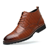 Western Shoes Brogue Booties High-Top Shoes plus Size Leather Shoes
