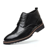 Western Shoes Brogue Booties High-Top Shoes plus Size Leather Shoes