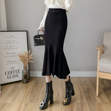 MIDI Mauve Skirt Autumn and Winter Slim Knit Skirt A- Line Skirt
