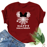 Halloween Costumes Spider Web Printed Short Sleeve T-shirt