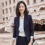 Interview Suit Women's Autumn Gray Striped Suit