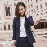 Interview Suit Women's Autumn Gray Striped Suit