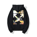Off White Oil Painting Arrow Hooded Sweater Men'S And Women'S Fleece Zipper Coat Owt