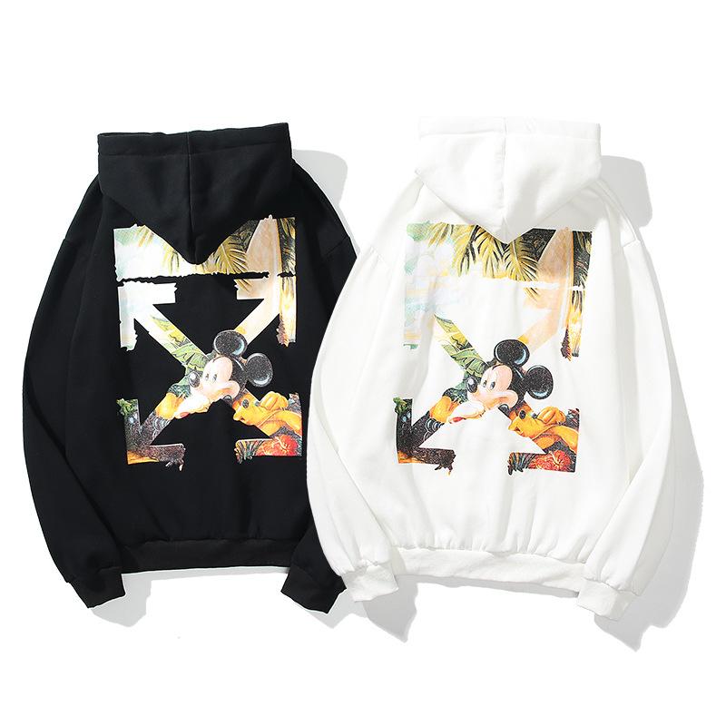 Off White Oil Painting Arrow Hooded Sweater Men'S And Women'S Fleece Zipper Coat Owt