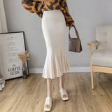 MIDI Mauve Skirt Autumn and Winter Slim Knit Skirt A- Line Skirt