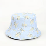 Bucket Hat Fishing Cap Cotton Print Fisherman Hat Printed Pattern Pure Color All-Matching Fashion