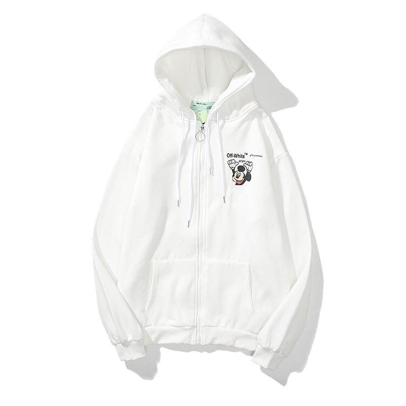 Off White Oil Painting Arrow Hooded Sweater Men'S And Women'S Fleece Zipper Coat Owt